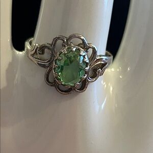 Sterling Silver Ring with Green Gemstone
